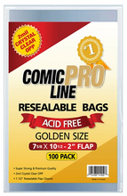 Golden Size Resealable - 7 5/8" x 10 1/2" with 2" flap Comic Book Bags
