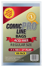 Regular Size - 7" x 10 1/2" with 2" flap Comic Bags
