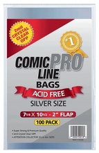 Silver Size - 7 1/4" x 10 1/2" with 2" flap Comic Book Bags