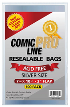 Silver Size Resealable - 7 1/4" x 10 1/2" with 2" flap Comic Book Bags