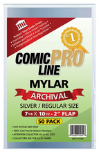 Silver / Regular Size MYLAR - 7 1/8" x 10 1/2" with 2" flap Comic Book Bags