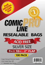Silver Size Resealable - 7 1/4" x 10 1/2" with 2" flap Comic Book Bags