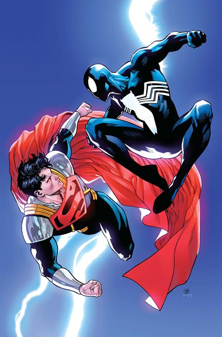 DC MARVEL SUPERMAN SPIDER-MAN #1 (ONE SHOT) CVR R DANIEL SAMPERE SUPER-BOY PRIME & SPIDER-MAN BLACK CARD STOCK VAR