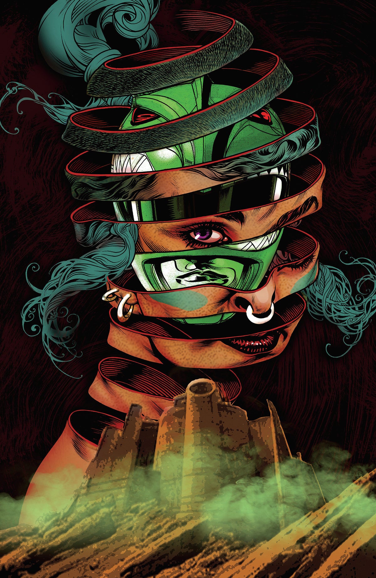 Power Rangers Green #4 D Foil Variant (Full Art, Foil, Harris)