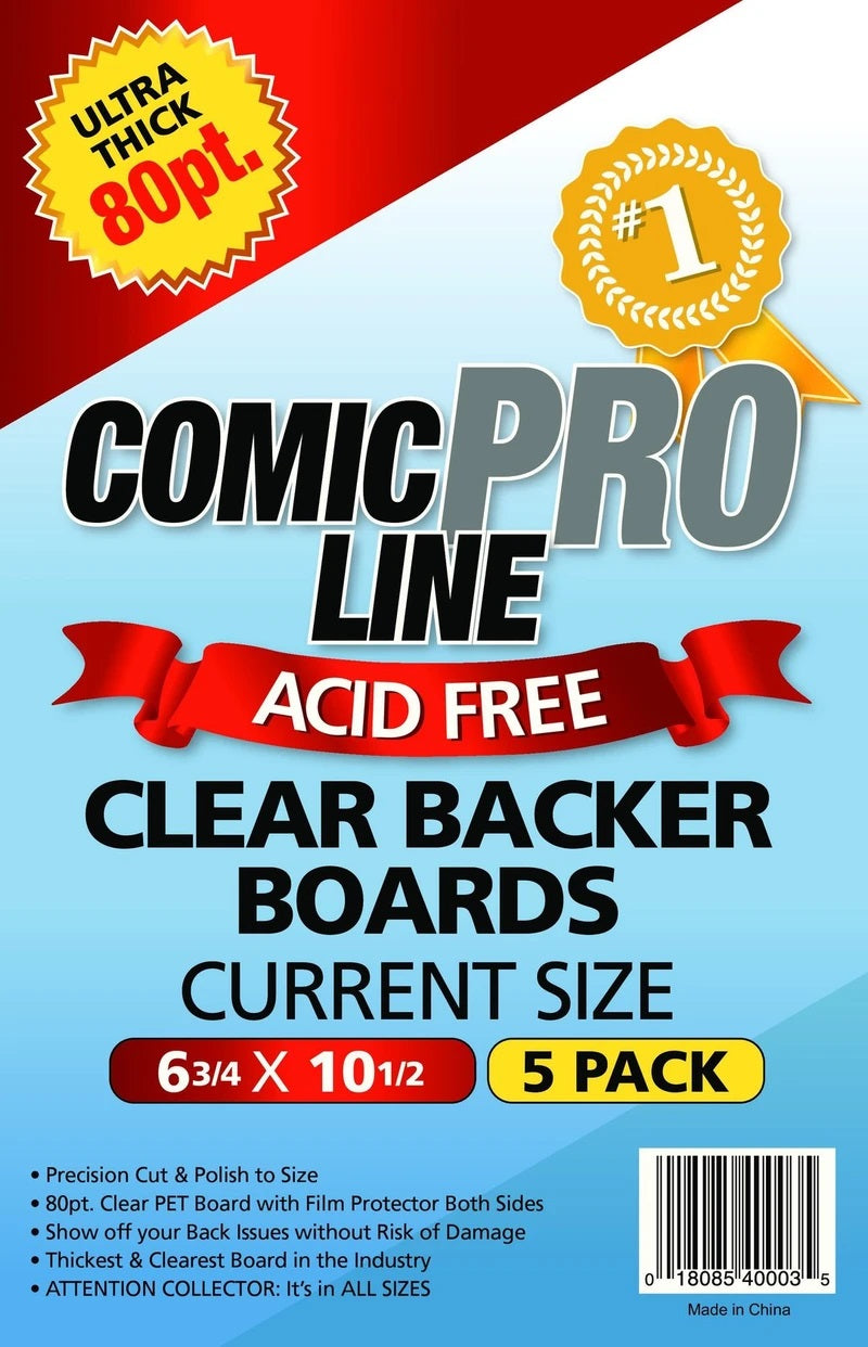 Current Size - 6 3/4" x 10 1/2" 80pt Clear P.E.T. Comic Boards