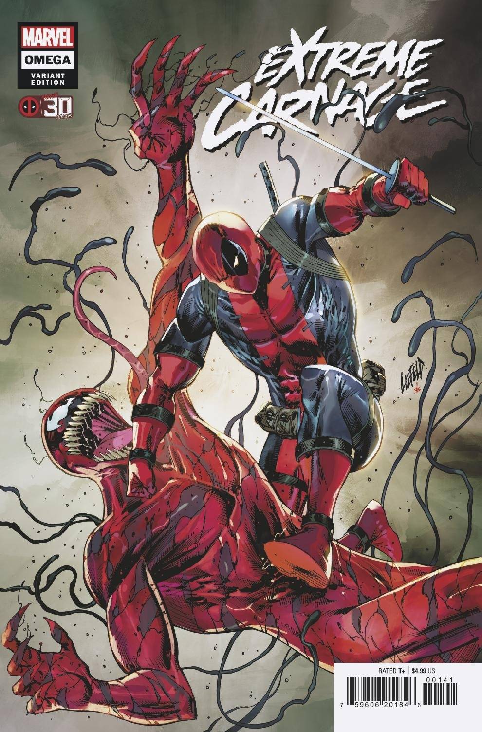 EXTREME CARNAGE OMEGA #1 LIEFELD DEADPOOL 30TH VAR