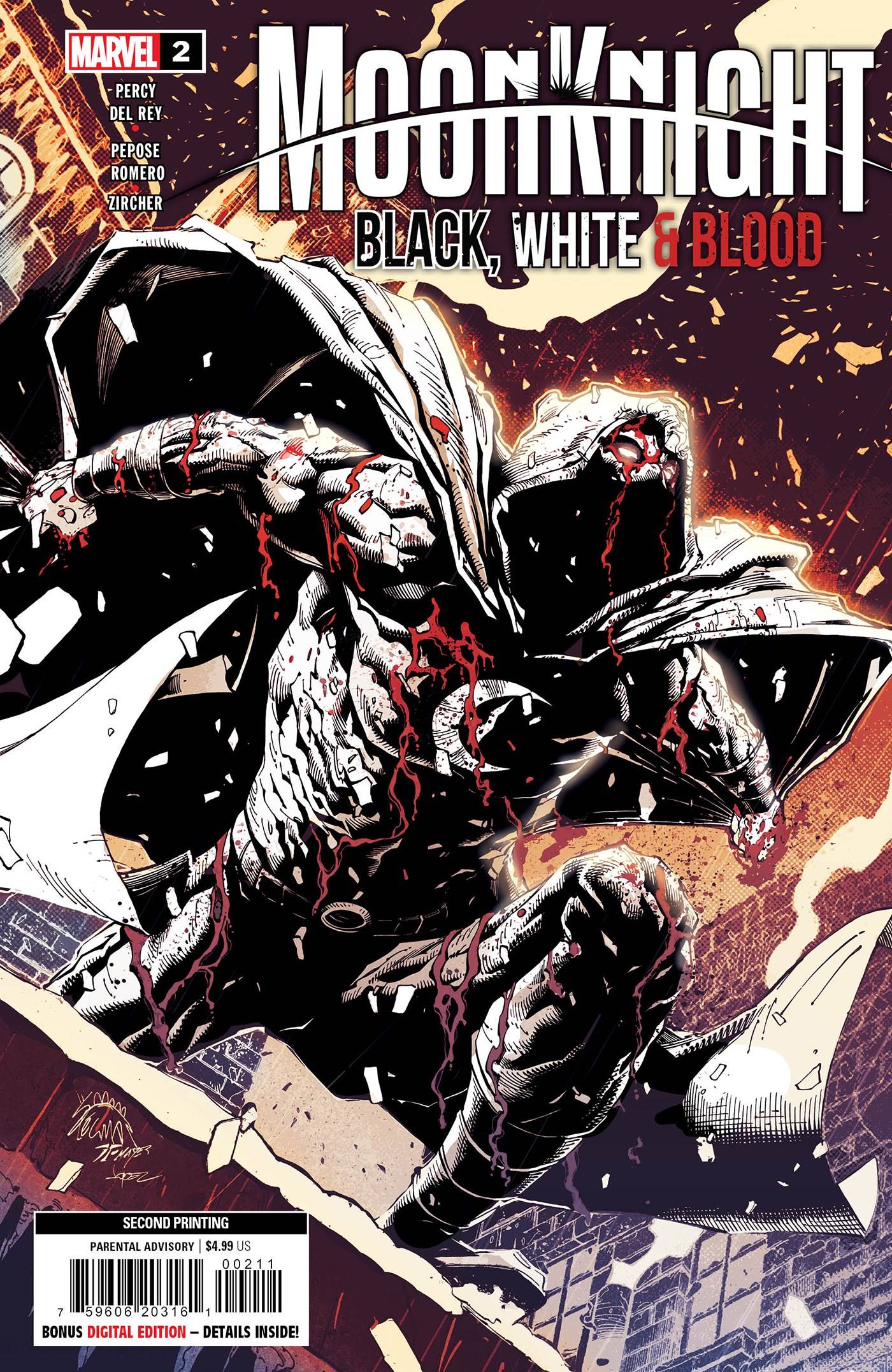 MOON KNIGHT BLACK WHITE BLOOD #2 (OF 4) 2ND PTG STEGMAN VAR