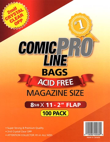 Magazine Size – 8 5/8″ x 11″ with 2″ flap Comic Bags