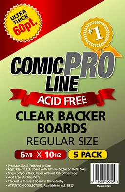 Regular Size - 6 7/8" x 10 1/2" 60pt Clear P.E.T. Comic Boards