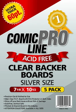 Silver Size - 7 1/8" x 10 1/2" 60pt Clear P.E.T. Comic Board