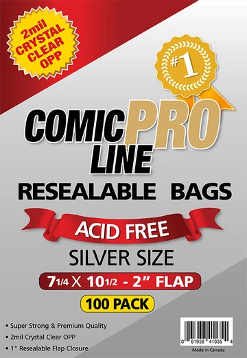 Silver Size Resealable - 7 1/4" x 10 1/2" with 2" flap Comic Book Bags