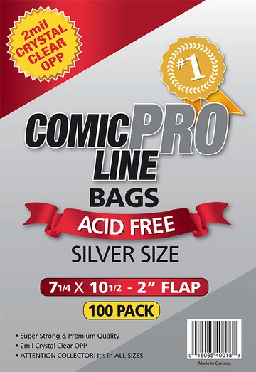 Silver Size - 7 1/4" x 10 1/2" with 2" flap Comic Book Bags